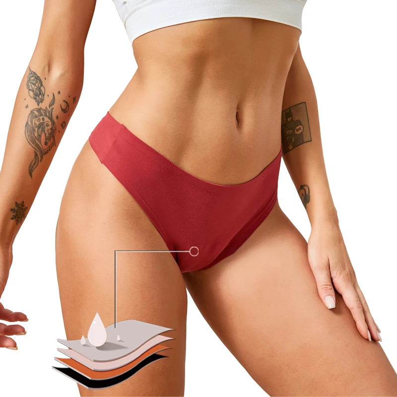 4-Layer Leak Proof Women Menstrual Panties Incontinence Low-Rise Women Thong Discreet Period Underwear Stretchy Underwear