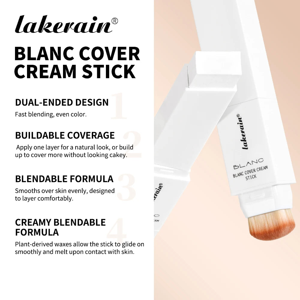 Foundation Stick Color Changing Foundation Detachable Brush Blanc Cover Cream Stick High Coverage Smoothly Blending Base Makeup