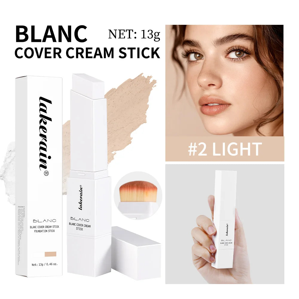Foundation Stick Color Changing Foundation Detachable Brush Blanc Cover Cream Stick High Coverage Smoothly Blending Base Makeup