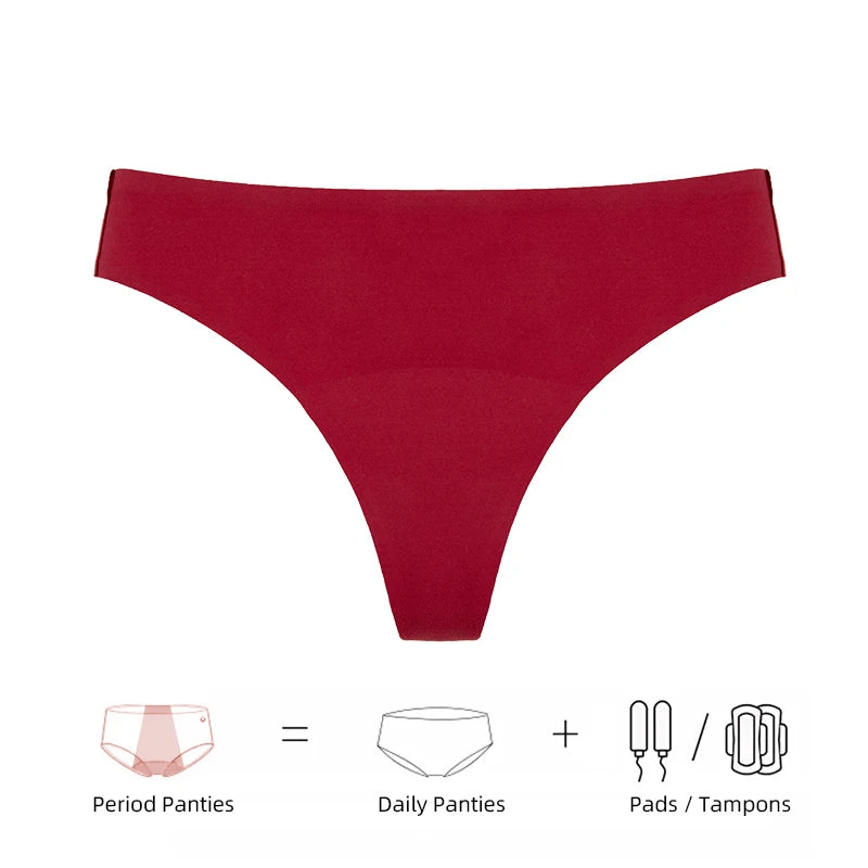 4-Layer Leak Proof Women Menstrual Panties Incontinence Low-Rise Women Thong Discreet Period Underwear Stretchy Underwear